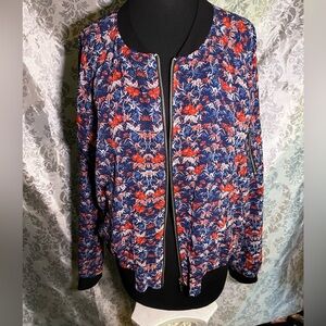 Sanctuary Floral Bomber Jacket - Blue and Red